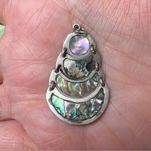 Abalone 4 Tier Sterling Silver 925 Dangling Necklace Pendant